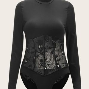 Plus Skull Fish Net Slim Fit Bodysuit